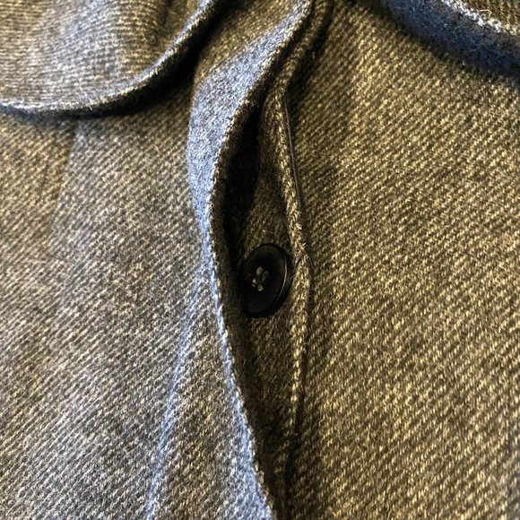 Vintage Cynthia Rowley Gray Tweed Wool Blend Coat with Ruffled Collar XL - Picture 10 of 12